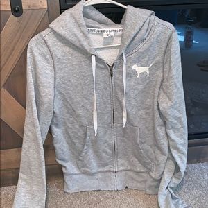 US size M Victoria’s Secret PINK gray zip hoodie